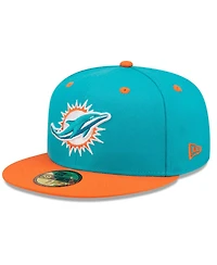 Men's New Era Aqua, Orange Miami Dolphins Flipside 59FIFTY Fitted Hat