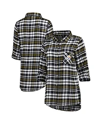 Women's Concepts Sport Black, Gold Pittsburgh Steelers Mainstay Flannel Full-Button Long Sleeve Nightshirt