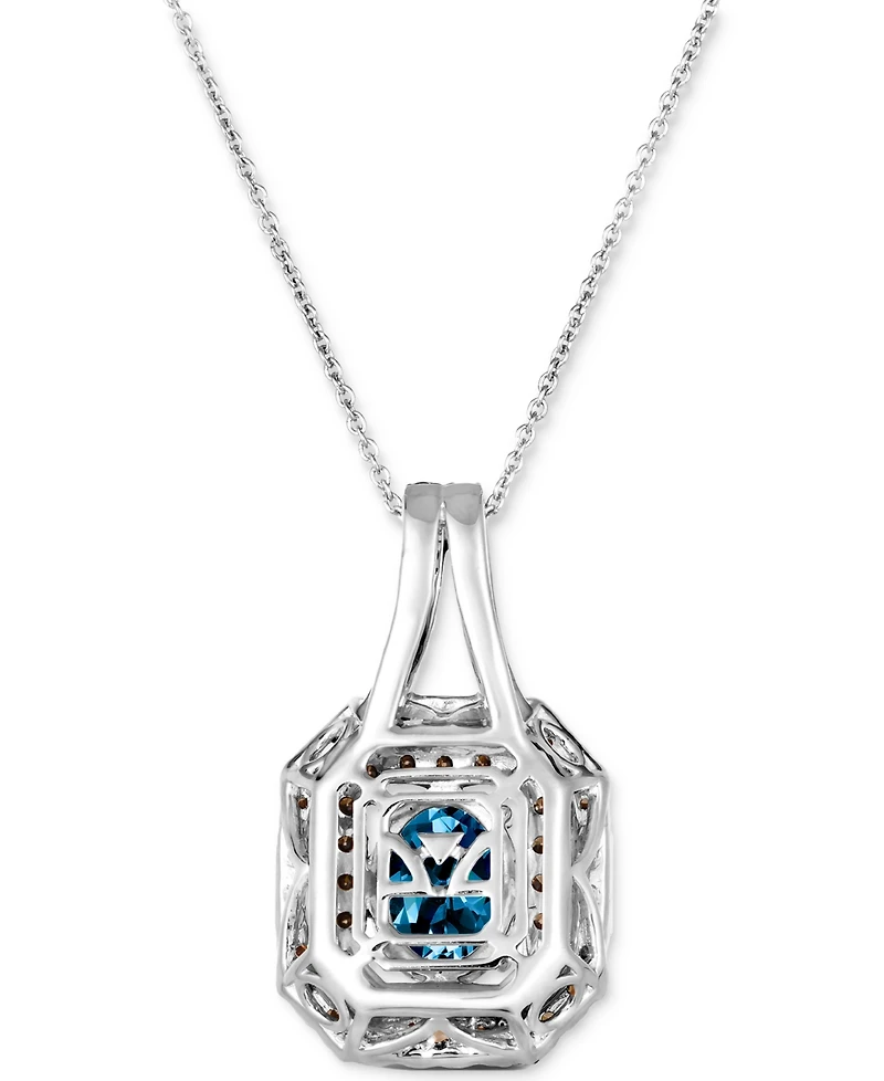 Le Vian Deep Sea Blue Topaz (1-3/4 ct. t.w.) & Diamond (1-1/10 ct. t.w.) Halo Pendant Necklace in 14k White Gold, 18" + 2" extender