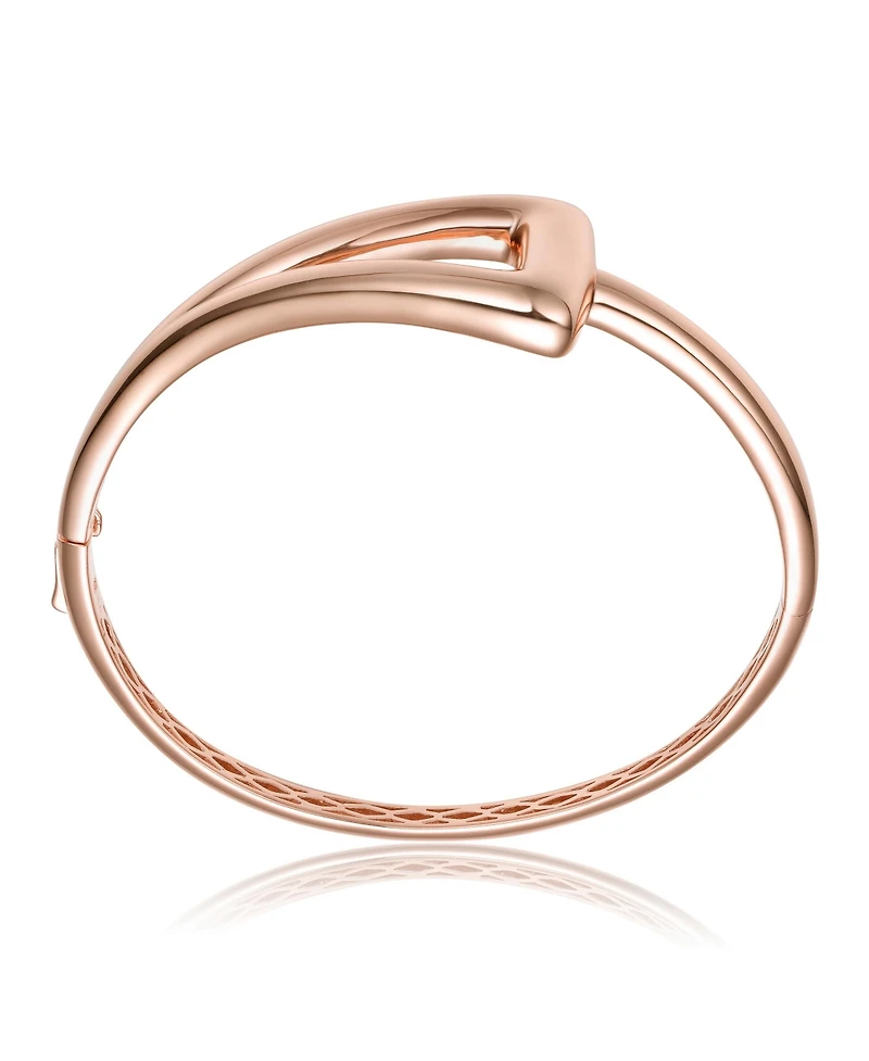 Sterling Silver 18K Rose Plated Cuff Stiff Triangular Bangle