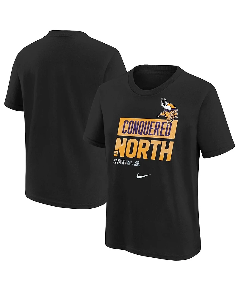 Big Boys Nike Black Minnesota Vikings 2022 Nfc North Division Champions Locker Room Trophy Collection T-shirt