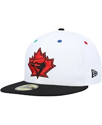 Men's New Era White, Black Toronto Blue Jays 25th Anniversary Primary Eye 59FIFTY Fitted Hat