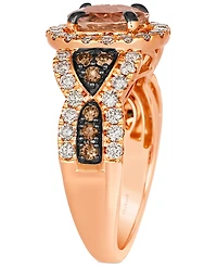 Le Vian Peach Morganite (1-1/2 ct. t.w.) & Diamond (1-1/20 ct. t.w.) Halo Statement Ring in 14k Rose Gold