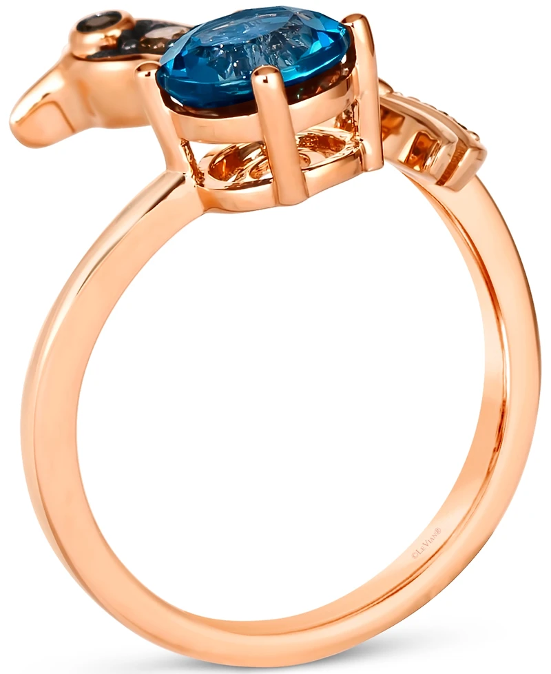 Le Vian Deep Sea Blue Topaz (1-3/8 ct. t.w.) & Diamond (1/3 Hummingbird Ring 14k Rose Gold