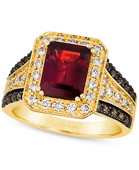 Le Vian Pomegranate Garnet (2-1/2 ct. t.w.) & Diamond (3/4 ct. t.w.) Halo Multirow Ring in 14k Gold