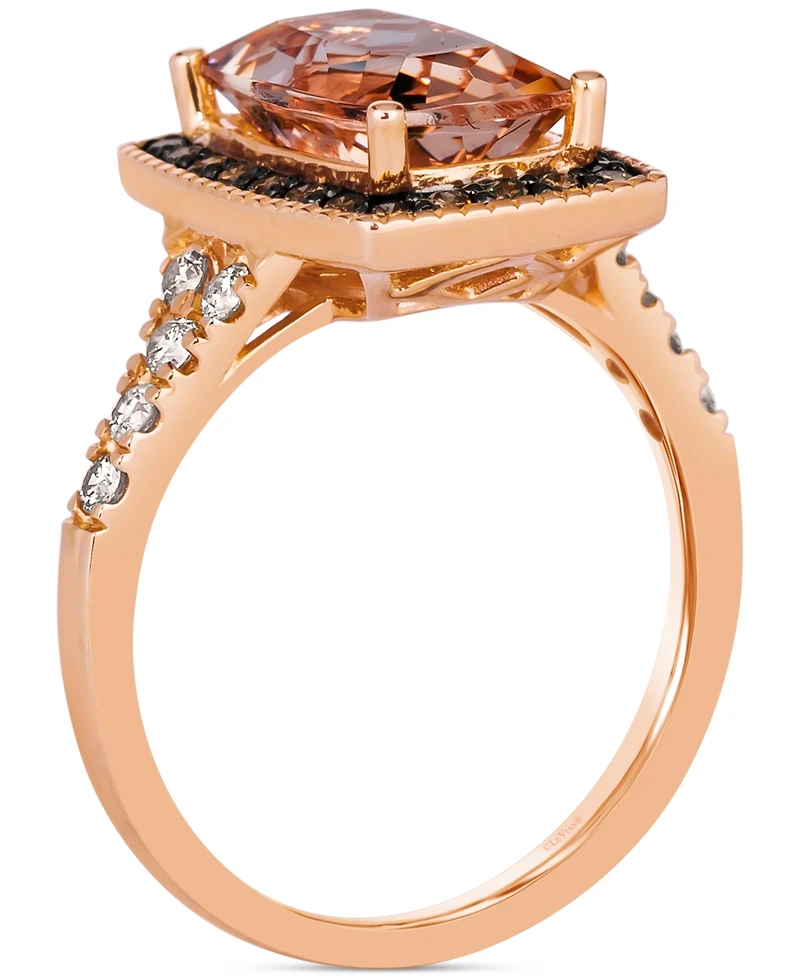 Le Vian Peach Morganite (2-1/3 ct. t.w.) & Diamond (3/8 ct. t.w.) Halo Statement Ring in 14k Rose Gold