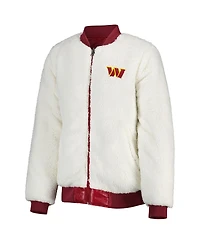 Women's G-iii 4Her by Carl Banks Oatmeal, Burgundy Washington Commanders Switchback Reversible Full-Zip Jacket