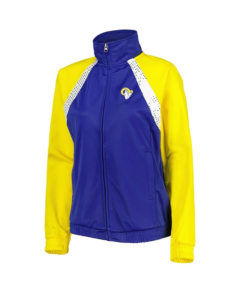 Women's G-iii 4Her by Carl Banks Royal, Gold Los Angeles Rams Confetti Raglan Full-Zip Track Jacket