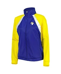 Women's G-iii 4Her by Carl Banks Royal, Gold Los Angeles Rams Confetti Raglan Full-Zip Track Jacket