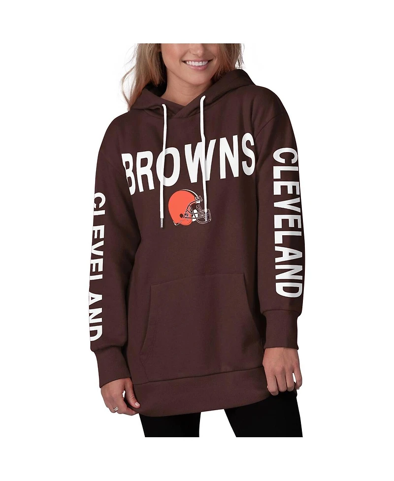 Women's G-iii 4Her by Carl Banks Brown Cleveland Browns Extra Point Pullover Hoodie