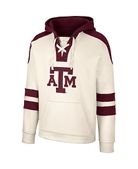 Men's Colosseum Cream Texas A&M Aggies Lace-Up 4.0 Vintage-Like Pullover Hoodie