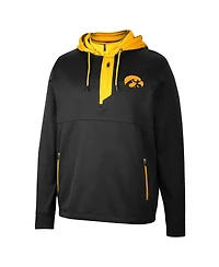 Men's Colosseum Black Iowa Hawkeyes Luge 3.0 Quarter-Zip Hoodie