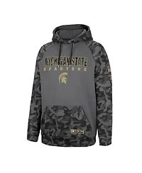 Men's Colosseum Charcoal Michigan State Spartans Oht Military-Inspired Appreciation Camo Stack Raglan Pullover Hoodie