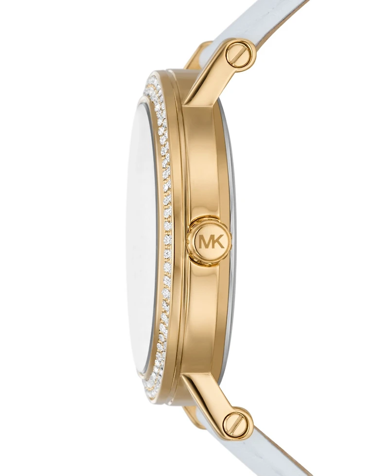 Michael Kors Women's Corey Three-Hand White Leather Watch 38mm