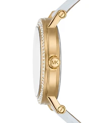 Michael Kors Women's Corey Three-Hand White Leather Watch 38mm