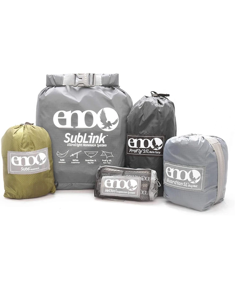 Eno SubLink Hammock System - Includes Sub6 Hammock, Helios Suspension System, Guardian Sl Bug Net, and ProFly Sil Rain Tarp