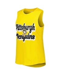 Concepts Sport Women's Gold, Heather Black Pittsburgh Penguins Meter Muscle Tank Top and Pants Sleep Set