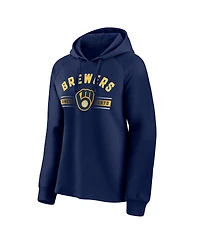 Women's Fanatics Navy Milwaukee Brewers Perfect Play Raglan Pullover Hoodie