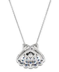Le Vian Multi-Sapphire (5/8 ct. t.w.) & Nude Diamond (1/20 ct. t.w.) Shell Pendant Necklace in 14k White Gold, 18" + 2" extender