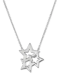 Le Vian Multi-Gemstone (1/4 ct. t.w.) & Vanilla Diamond (1/10 ct. t.w.) Triple Star 18" Pendant Necklace in 14k White Gold