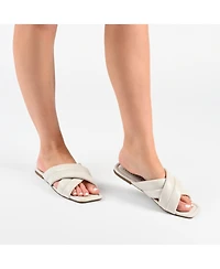 Journee Collection Women's Divyah Crisscross Puff Flat Sandals