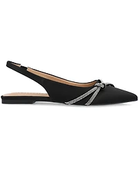 Journee Collection Women's Rebbel Rhinestone Knot Slingback Flats