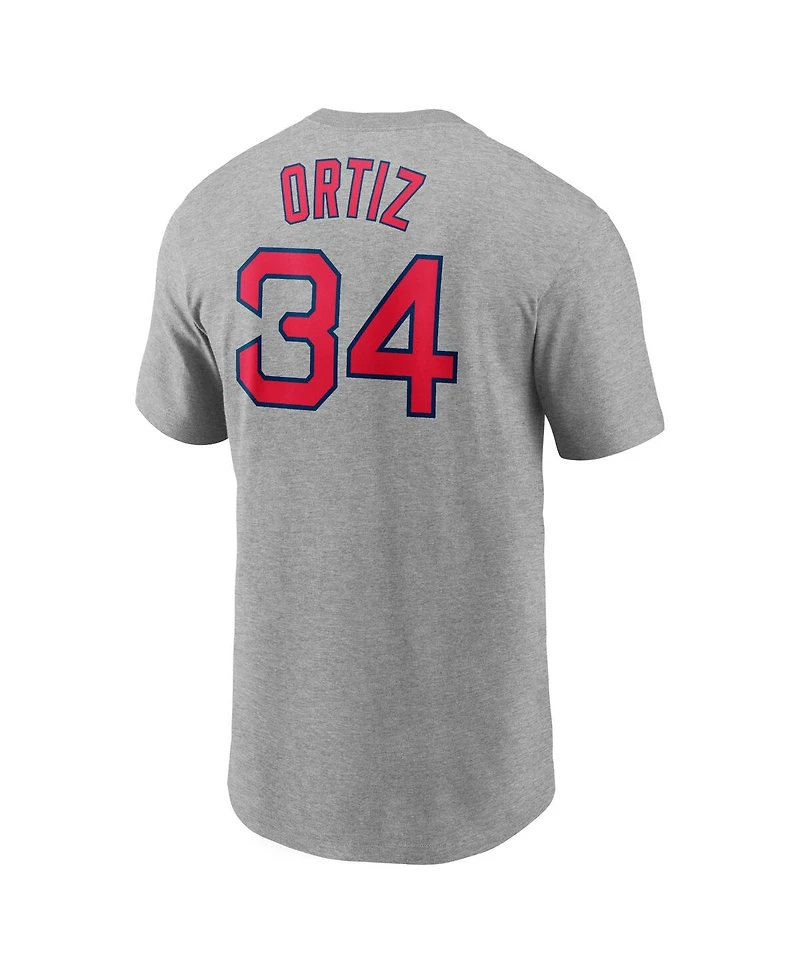 Men's Nike David Ortiz Heather Gray Boston Red Sox Name and Number T-shirt