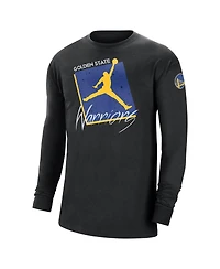 Men's Jordan Black Golden State Warriors Courtside Max 90 Vintage-Like Wash Statement Edition Long Sleeve T-shirt
