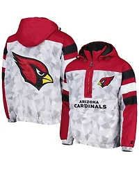 Men's Starter White, Cardinal Arizona Cardinals Thursday Night Gridiron Raglan Half-Zip Hooded Jacket