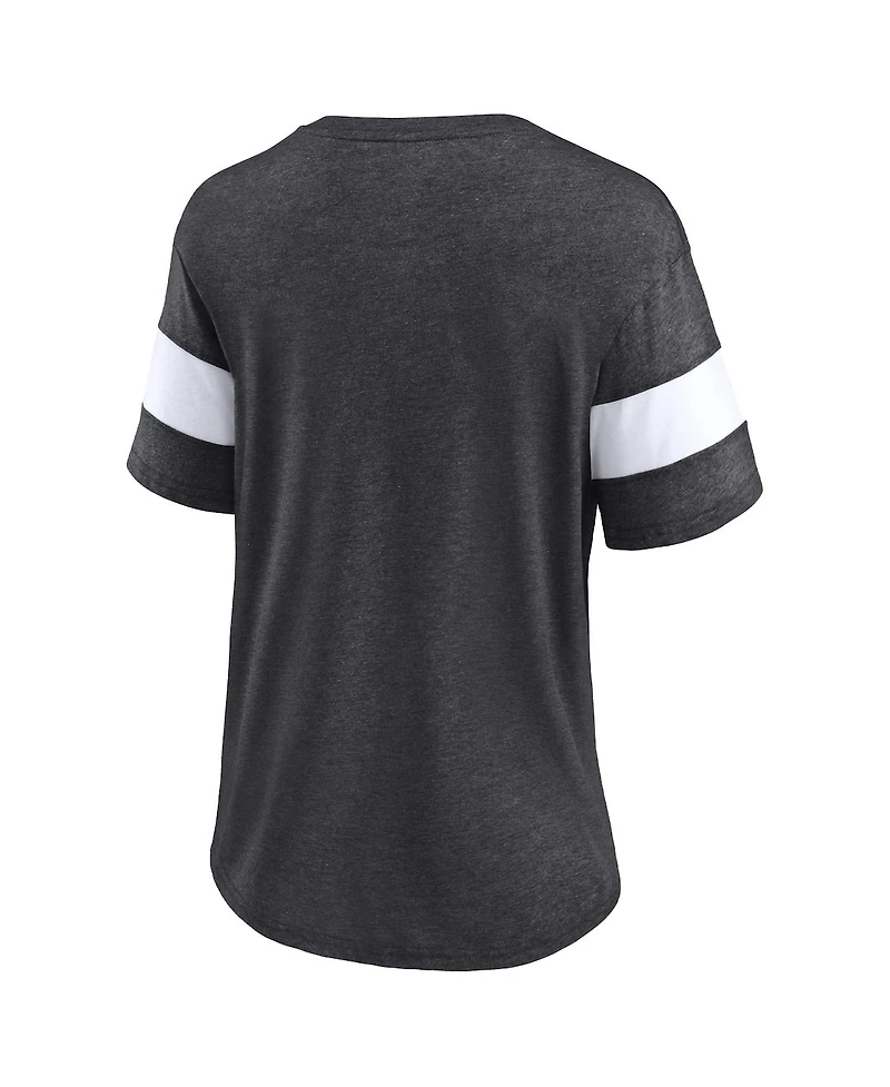 Women's Fanatics Heathered Charcoal, White New Orleans Saints Distressed Team Tri-Blend V-Neck T-shirt