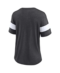 Women's Fanatics Heathered Charcoal, White New Orleans Saints Distressed Team Tri-Blend V-Neck T-shirt