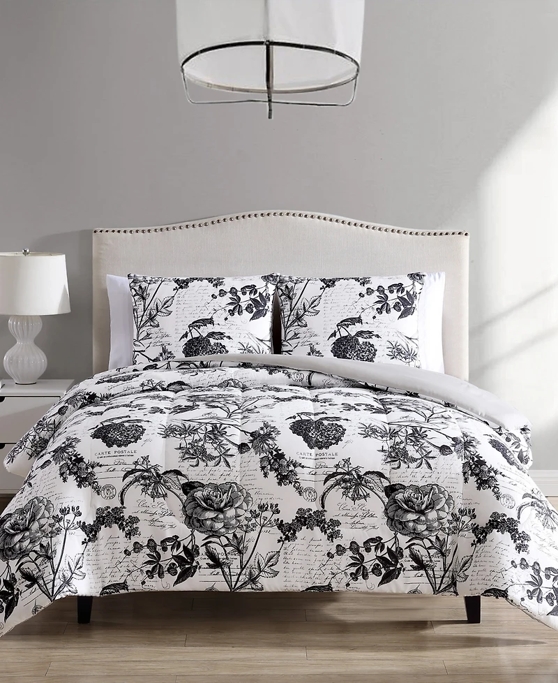 Hallmart Collectibles Painted Script 3 Piece Reversible Comforter Sets, Exclusively at Macy's