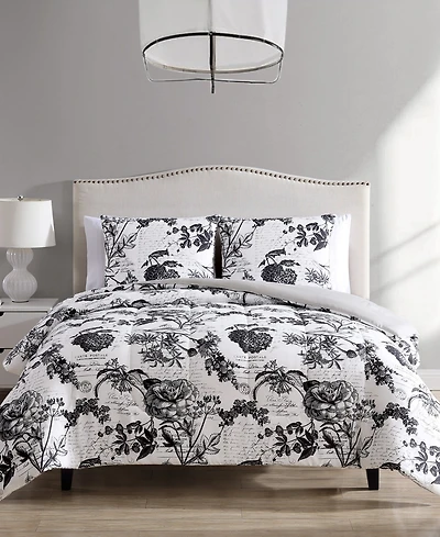 Hallmart Collectibles Painted Script 3 Piece Reversible Comforter Sets, Exclusively at Macy's