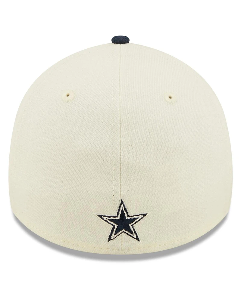 Men's New Era Cream, Navy Dallas Cowboys 2022 Sideline 39THIRTY 2-Tone Flex Hat
