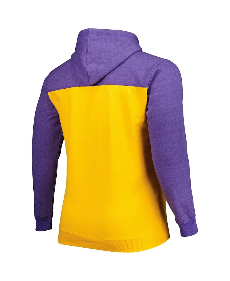 Men's Fanatics Gold, Purple Los Angeles Lakers Big and Tall Down Distance Full-Zip Hoodie