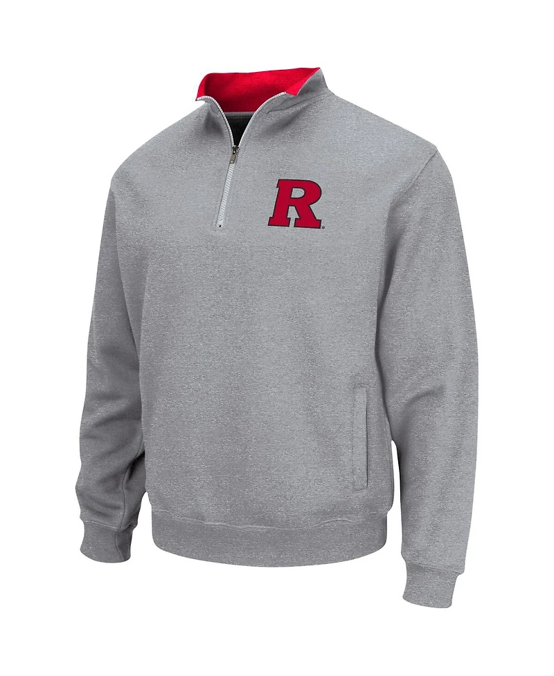 Men's Colosseum Heathered Gray Rutgers Scarlet Knights Tortugas Team Logo Quarter-Zip Jacket