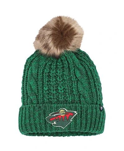 Women's '47 Brand Green Minnesota Wild Meeko Cuffed Knit Hat with Pom