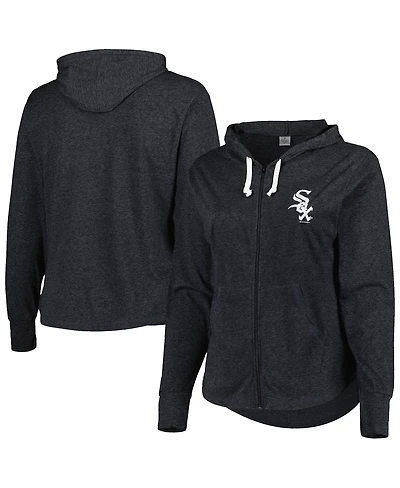 Women's Soft As A Grape Black Chicago White Sox Plus Size Full-Zip Tri-Blend Hoodie