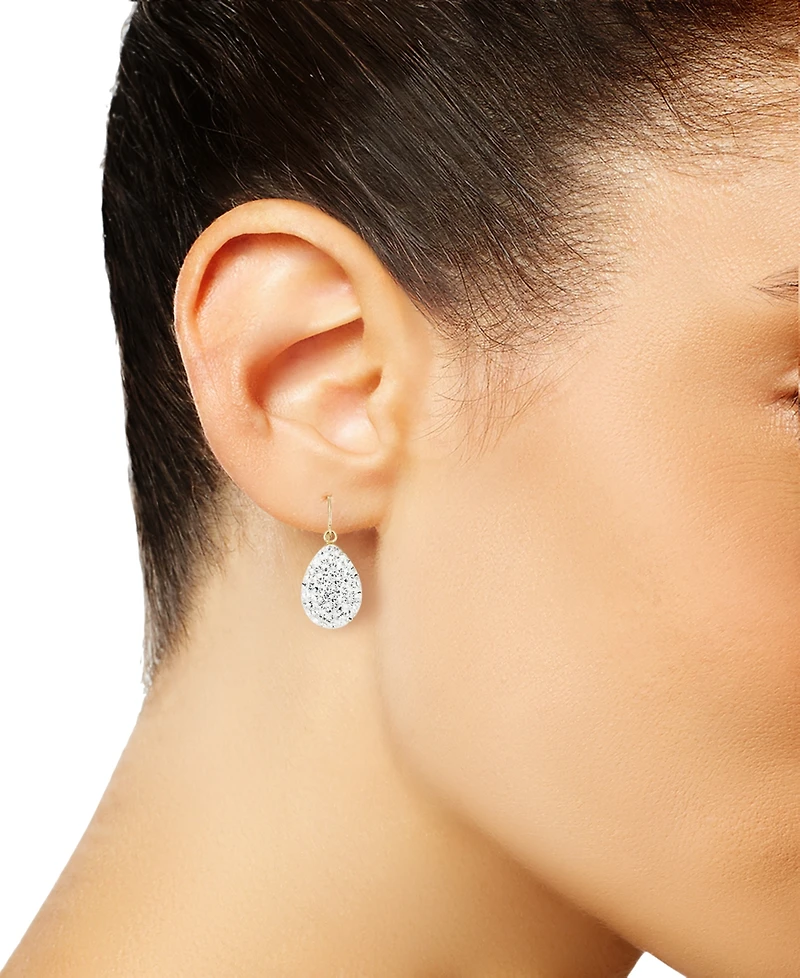 Crystal Pave Teardrop Cluster Drop Earrings in 10k Gold
