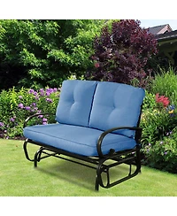 Costway Glider Outdoor Patio Rocking Bench Loveseat Cushioned Seat Steel Frame