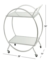 Rosemary Lane 14" x 28" x 30" Iron Rolling with Wheels and Handle 2 Mirrored Shelves Bar Cart