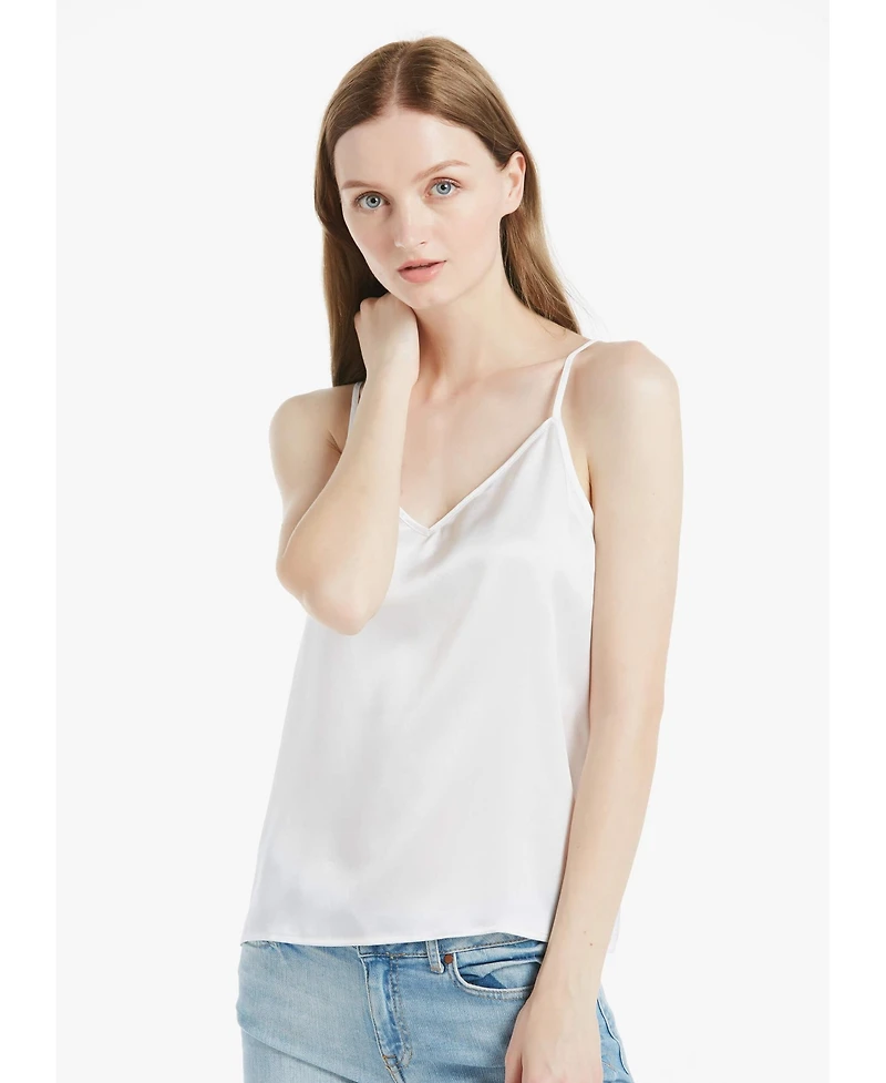 Lilysilk Women's V Neckline Silk Camisole with Spaghetti Straps