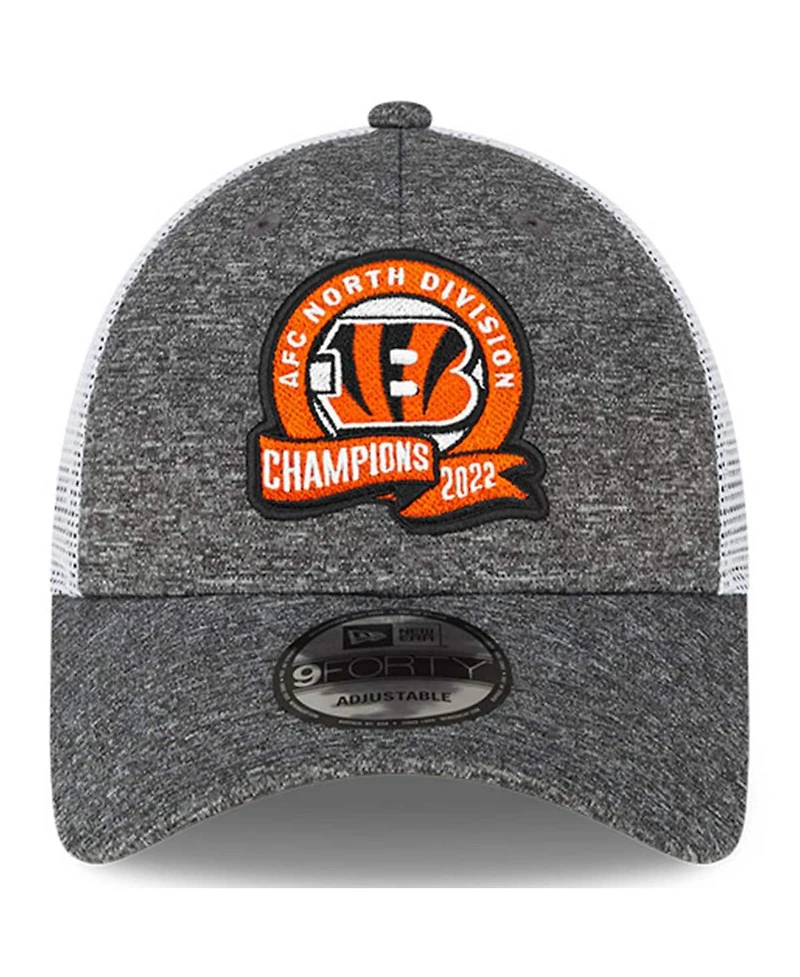 Men's New Era Heather Gray Cincinnati Bengals 2022 Afc North Division Champions Locker Room 9FORTY Adjustable Hat