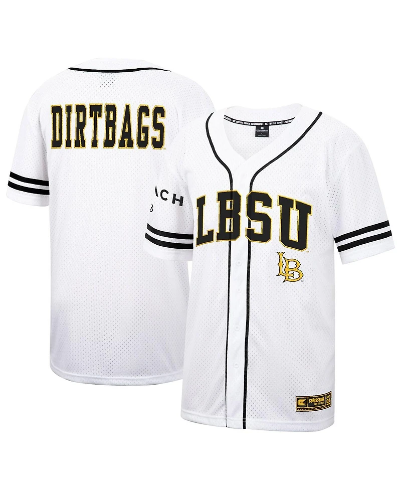 Men's Colosseum White Cal State Long Beach The Beach Free-Spirited Full-Button Baseball Jersey