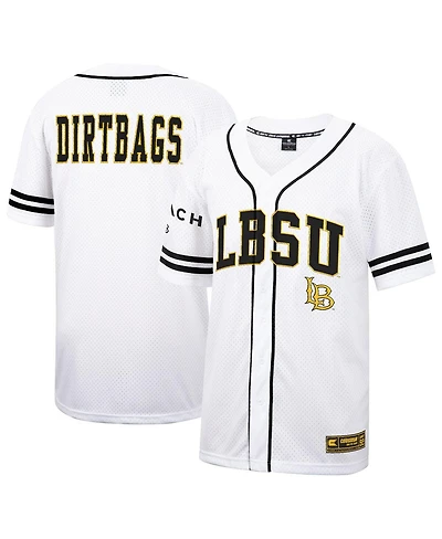 Men's Colosseum White Cal State Long Beach The Beach Free-Spirited Full-Button Baseball Jersey