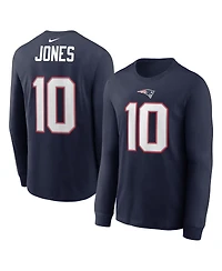 Men's Nike Mac Jones Navy New England Patriots Player Name and Number Long Sleeve T-shirt