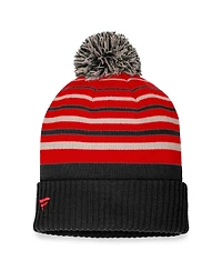 Men's Fanatics Black, Red Chicago Blackhawks True Classic Retro Cuffed Knit Hat with Pom