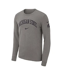 Men's Nike Heather Gray Michigan State Spartans Arch 2-Hit Long Sleeve T-shirt
