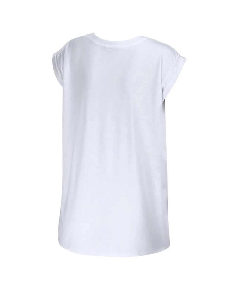 Women's Wear by Erin Andrews White Chicago Cubs Greetings From T-shirt