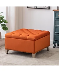 WestinTrends Square Velvet Tufted Storage Ottoman for Living Room Bedroom